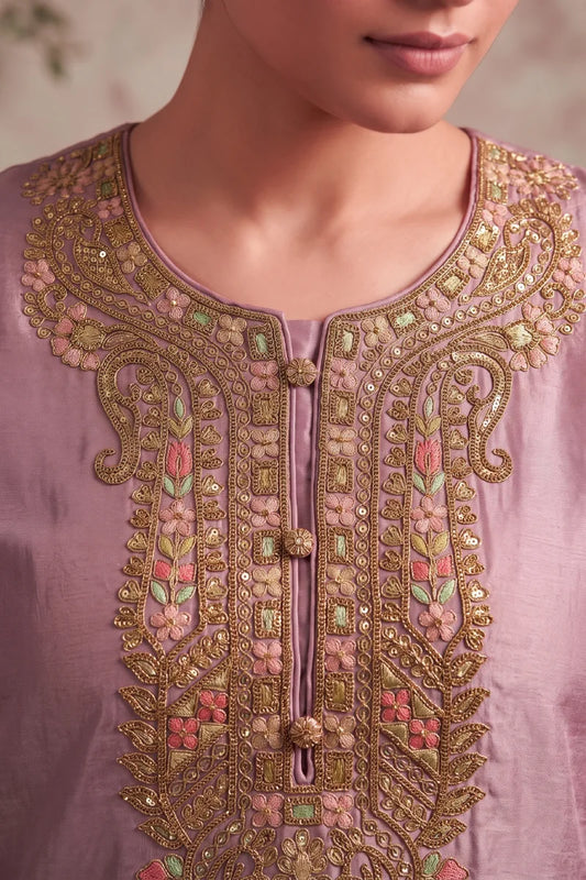 Pink Simmar Silk Embroidered Salwar Suit