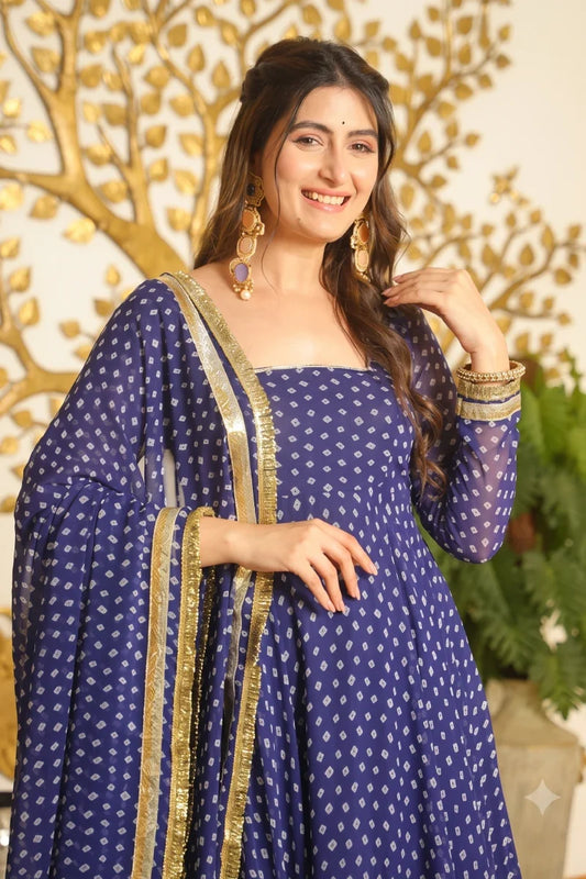 Royal Blue Georgette Gota Anarkali Suit