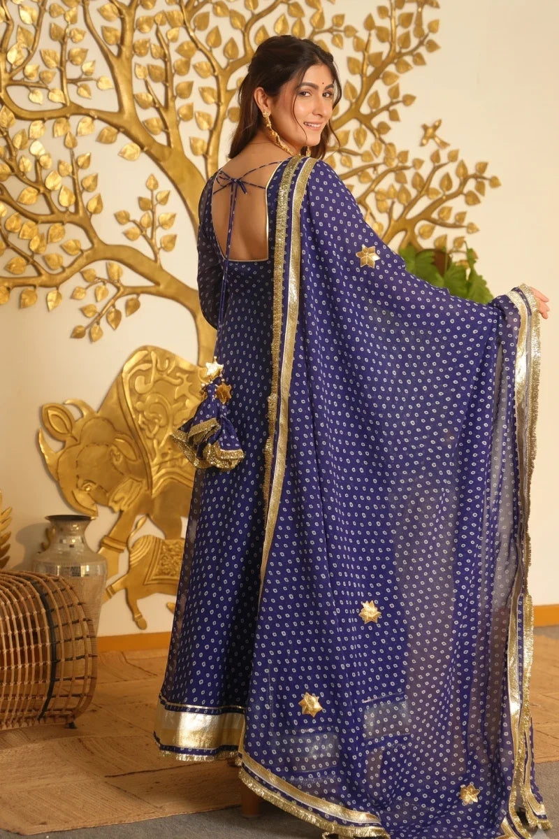 Royal Blue Georgette Gota Anarkali Suit