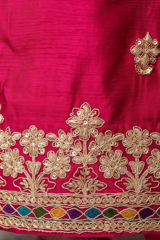 Rani Pink Chinon Embroidered Work Palazzo Suit