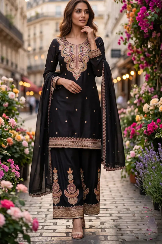Red Jelly Simmar Silk Embroidered Anarkali Suit with Dupatta