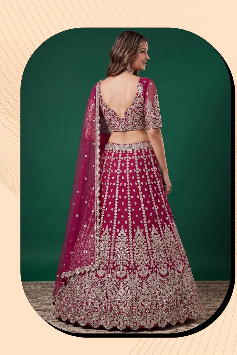 Pink Soft Net Embroidered Lehenga Choli