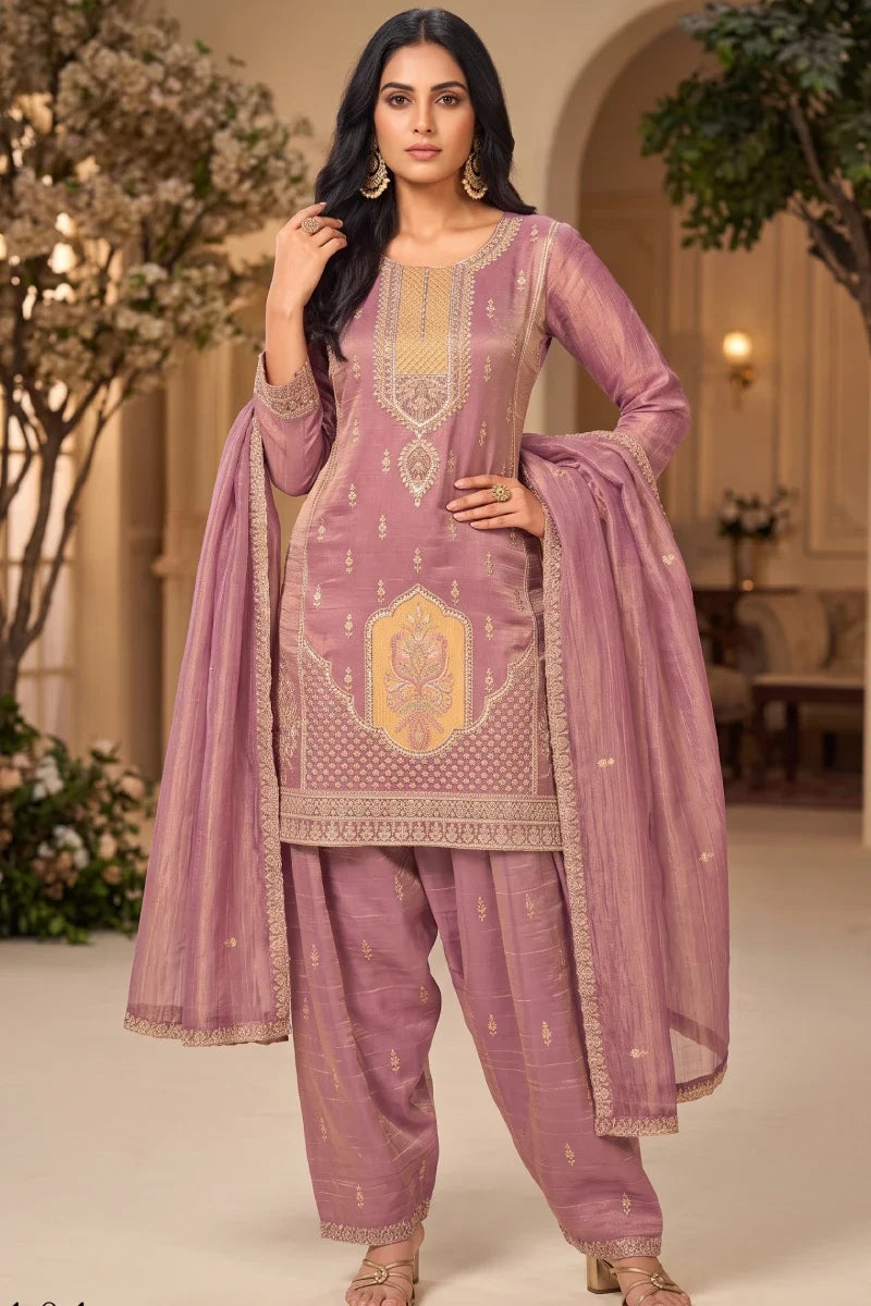 Pink Salsa Silk Beads Salwar Suit