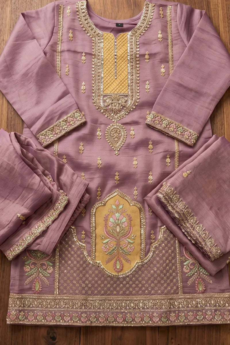 Pink Salsa Silk Beads Salwar Suit