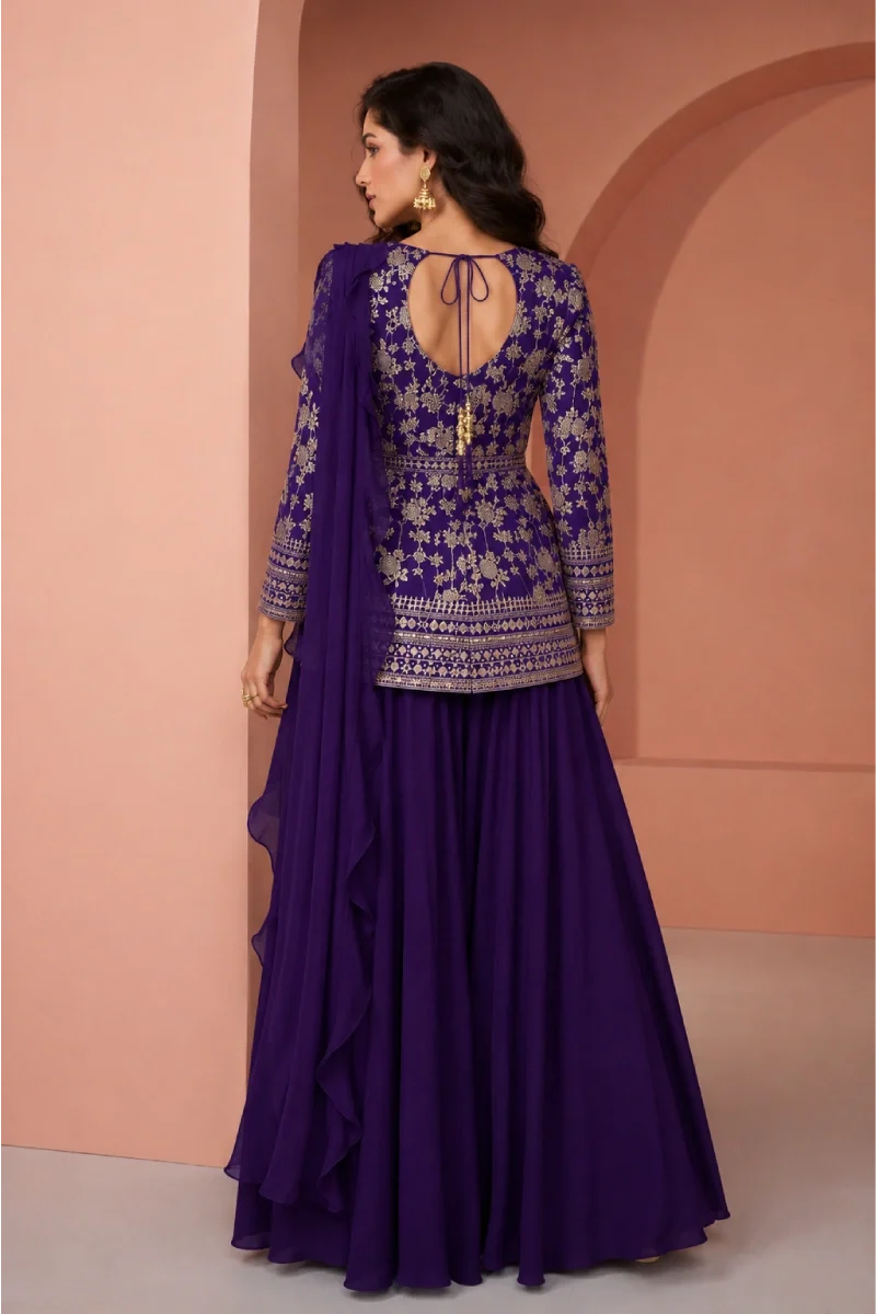 Purple Jacquard Palazzo Suit with Dupatta