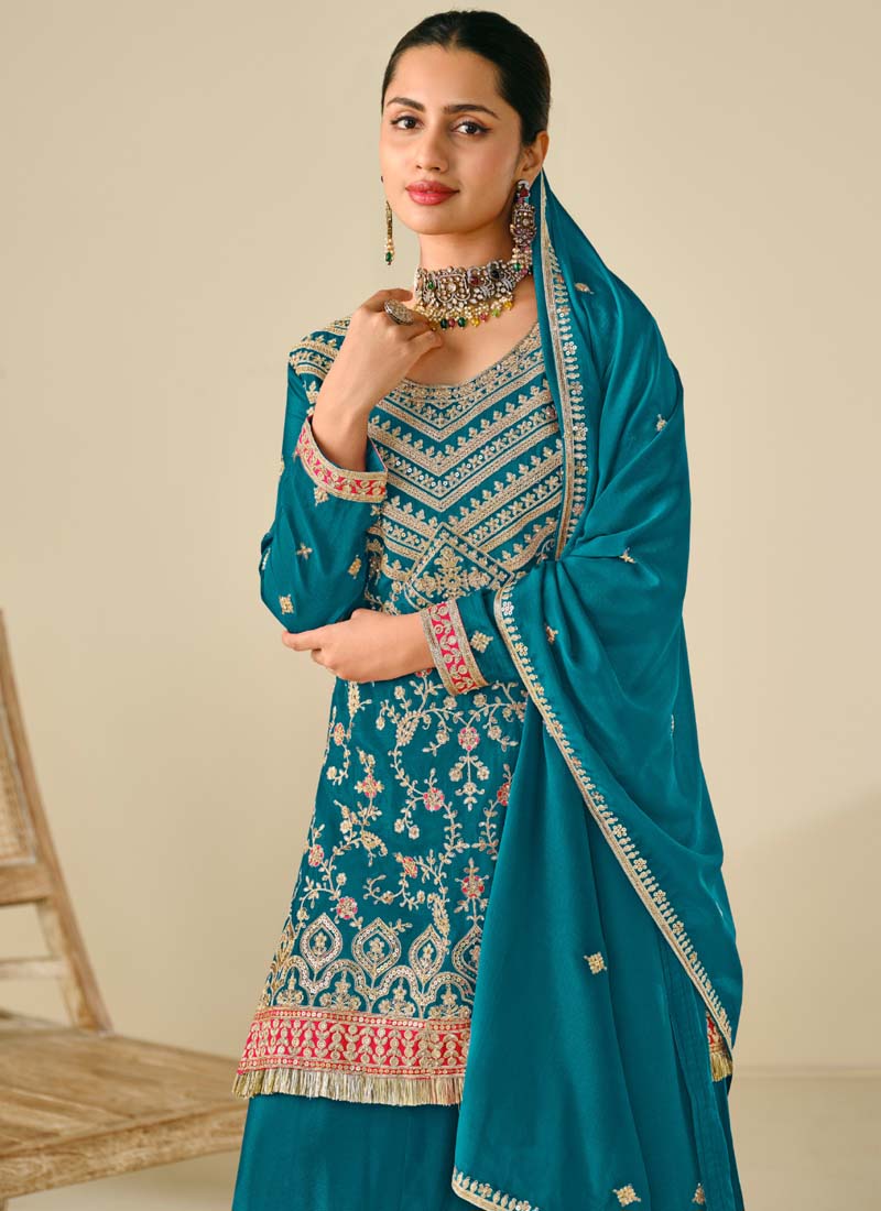 Rama Premium Chinon Embroidered Palazzo Suit