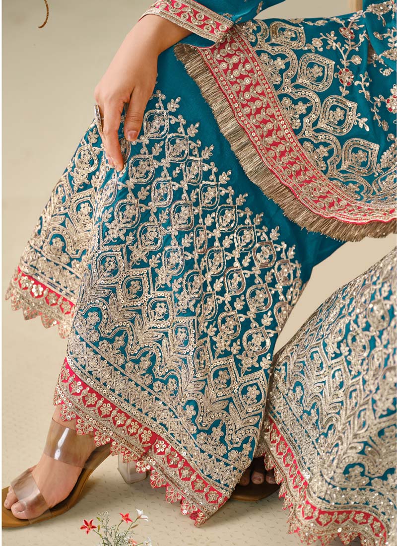 Rama Premium Chinon Embroidered Palazzo Suit