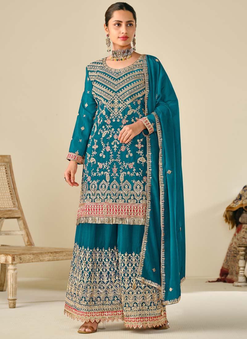 Rama Premium Chinon Embroidered Palazzo Suit